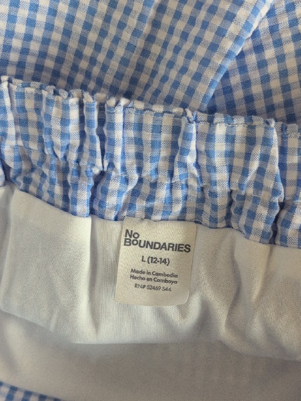 No Boundaries Blue and White Gingham Tank & Skirt Set L/L T174 - Picture 6 of 6